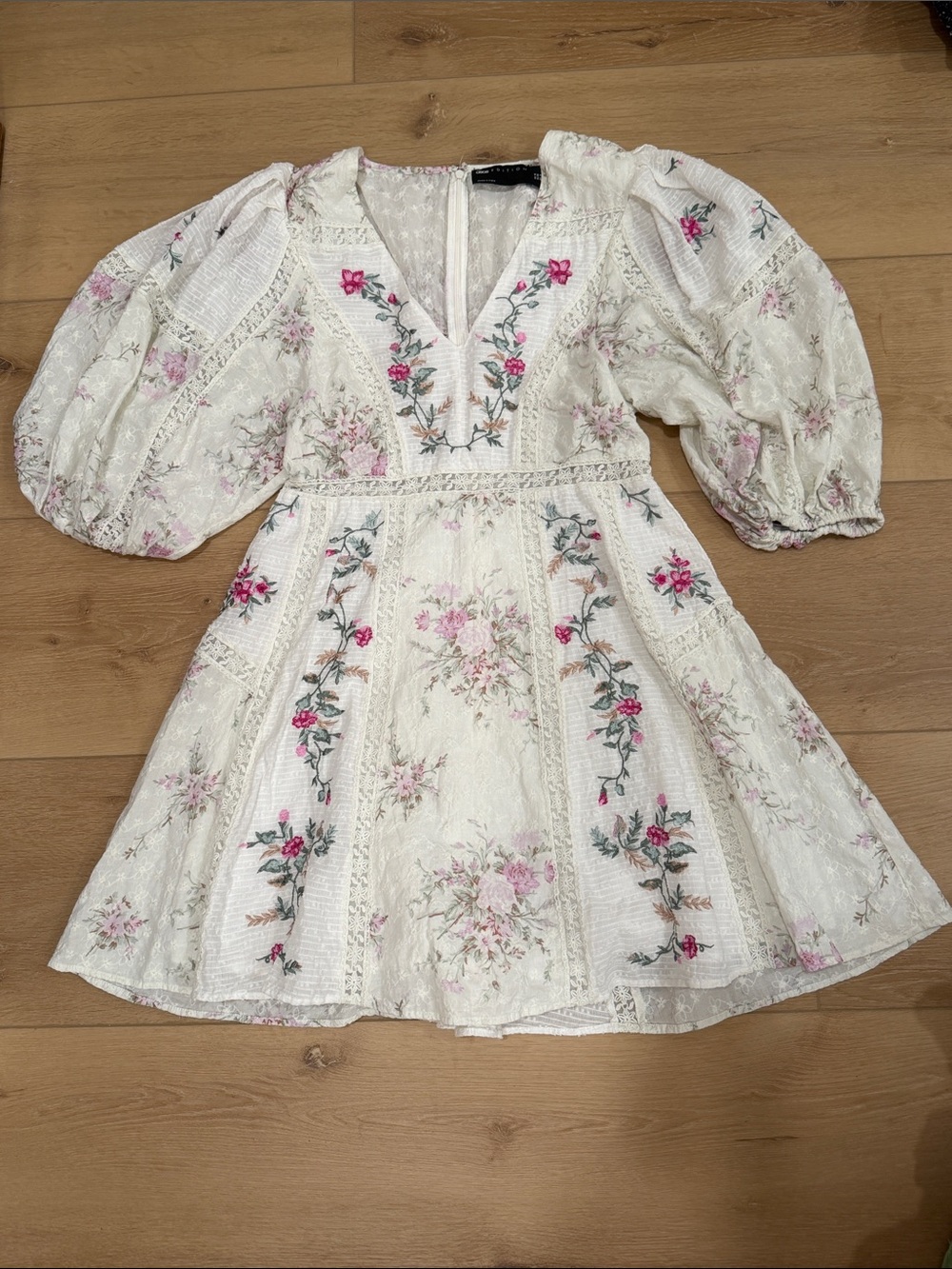 ASOS Edition floral embroidered mini dress with lace inserts